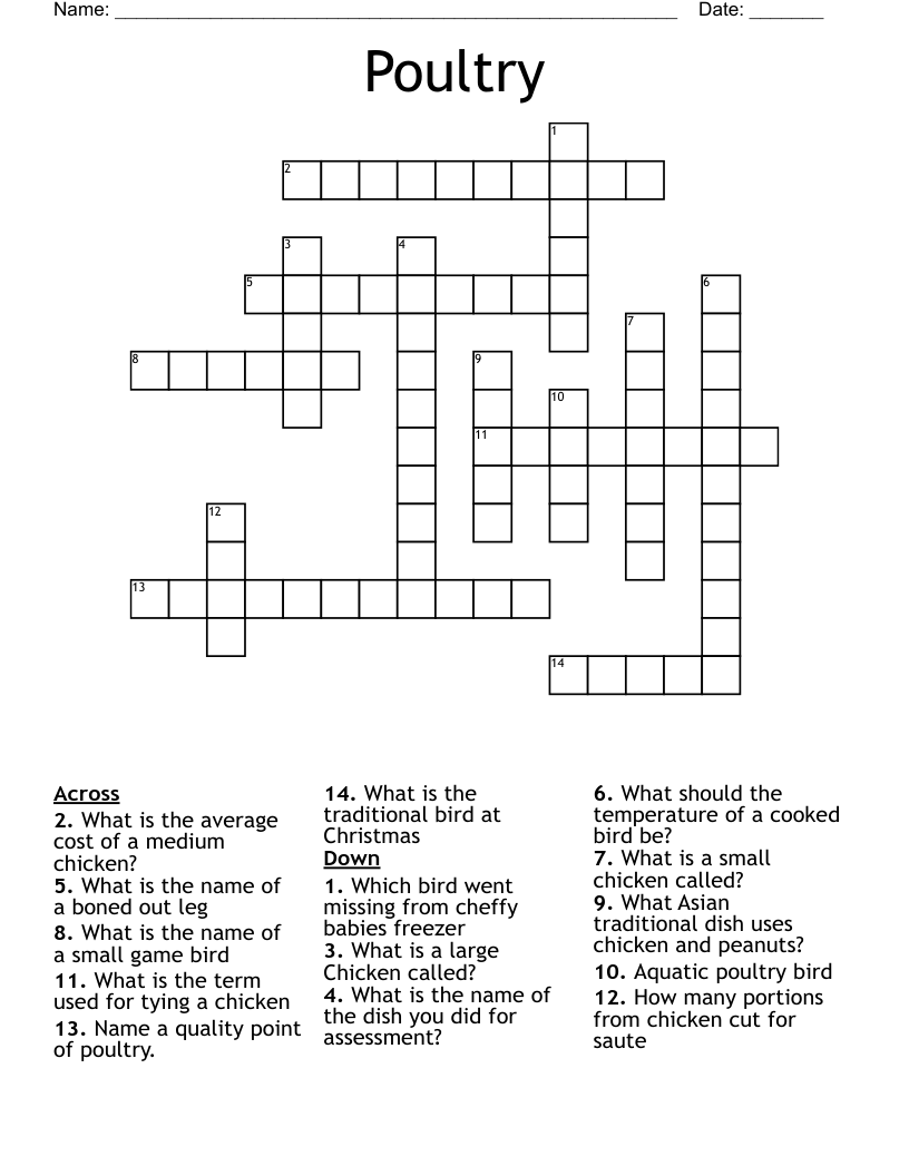 Poultry Crossword
