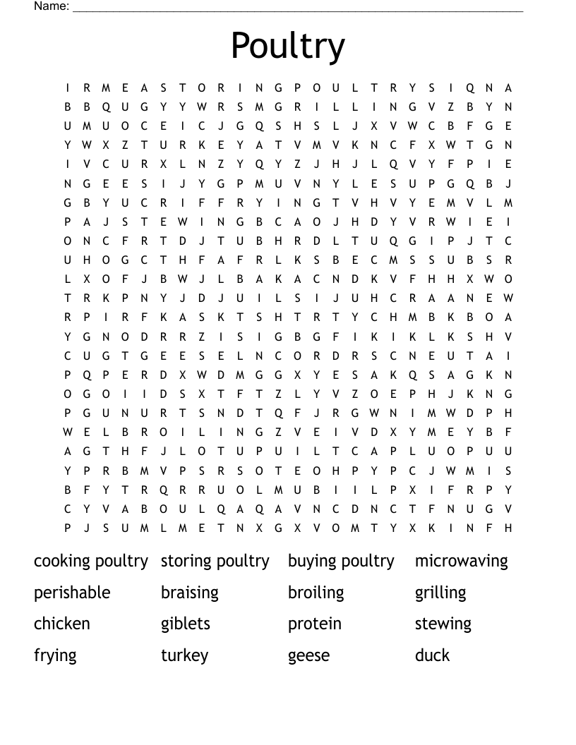 Poultry  Word Search