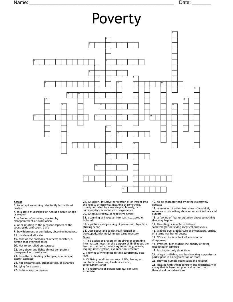 Poverty Crossword