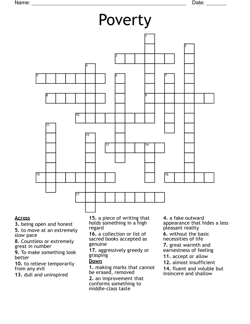 Poverty Crossword