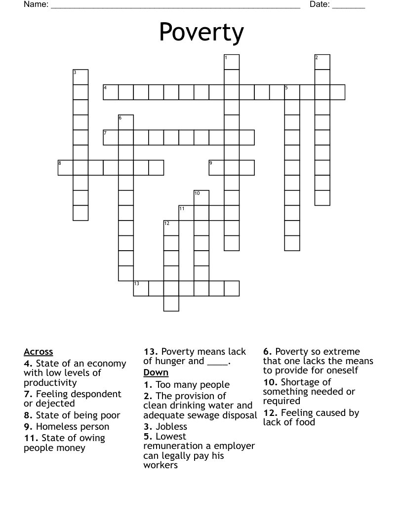 Poverty Crossword