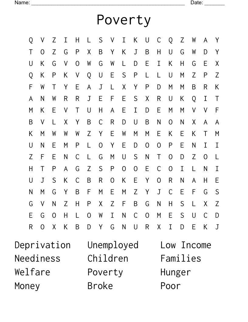 Poverty Word Search