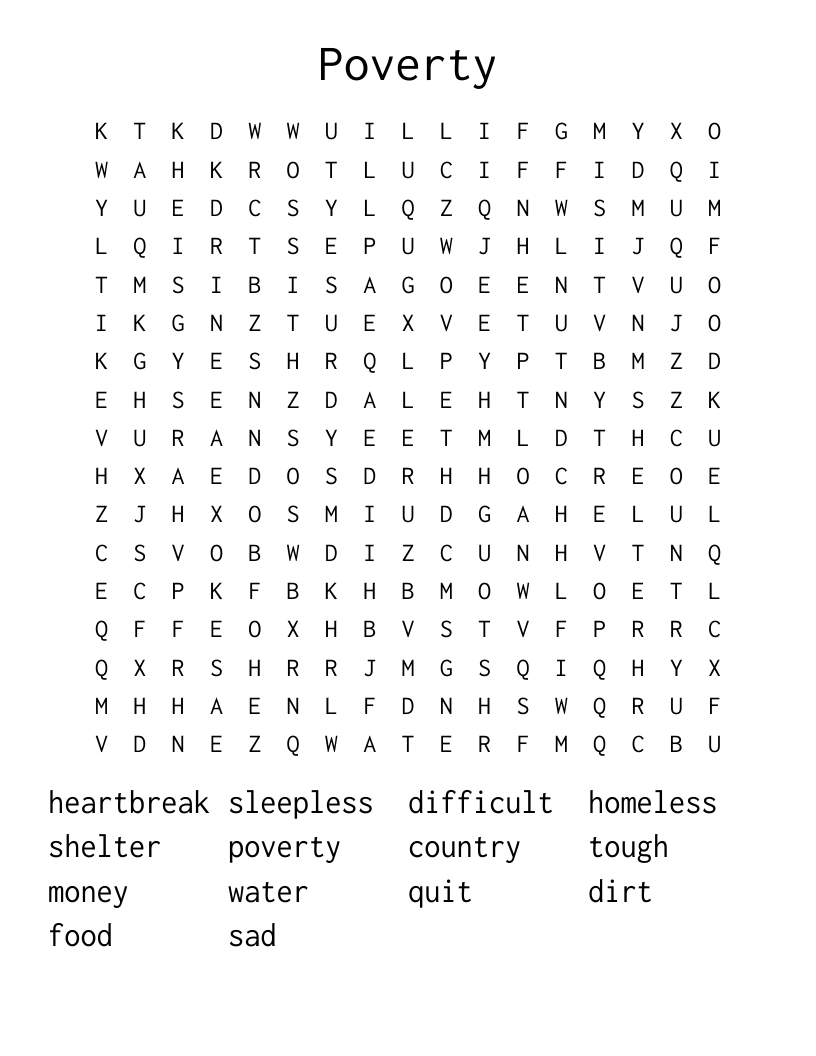 Poverty Word Search