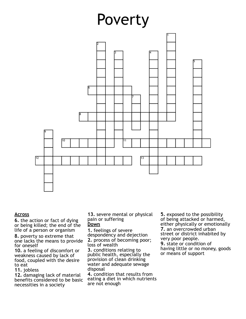 Poverty Crossword