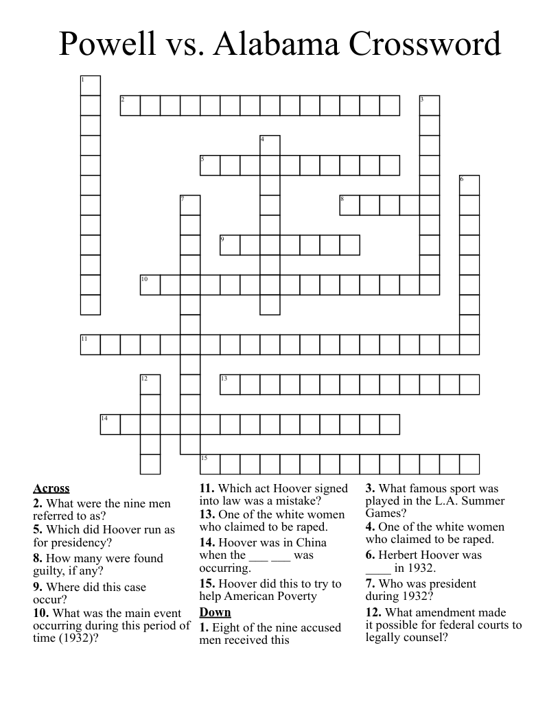Powell vs. Alabama Crossword