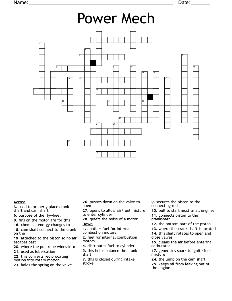 Power Mech Crossword