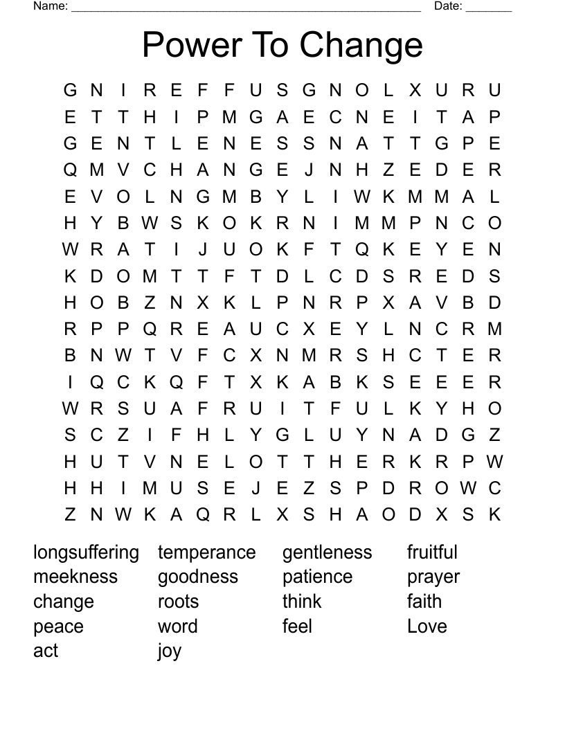 Power To Change Word Search