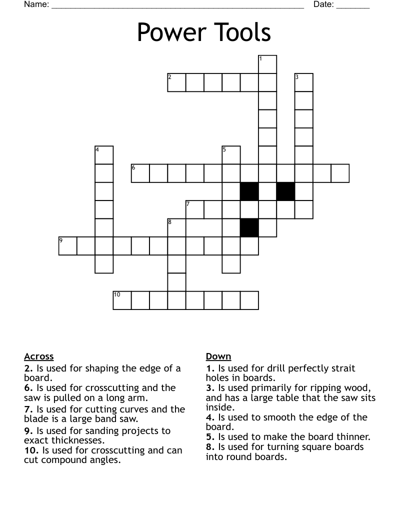 Power Tools Crossword