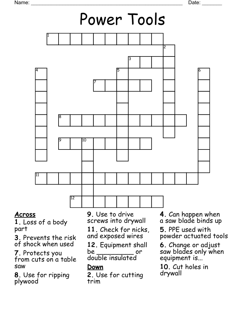 Power Tools Crossword