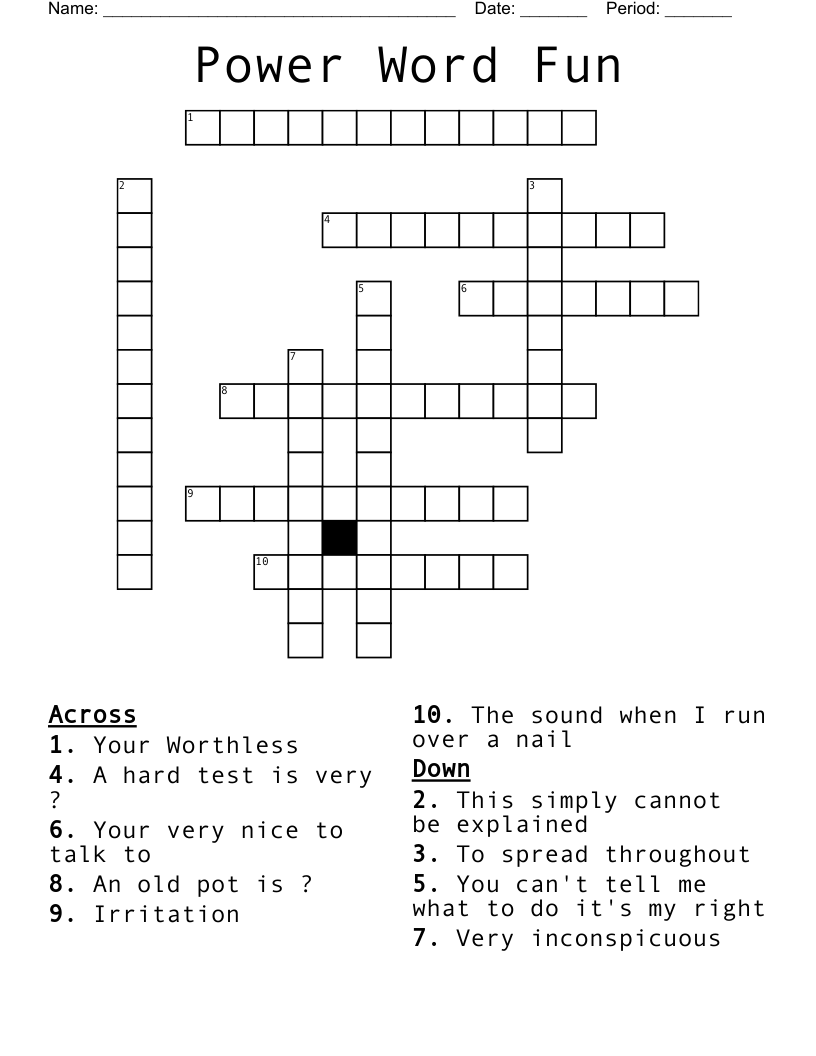 Power Word Fun Crossword