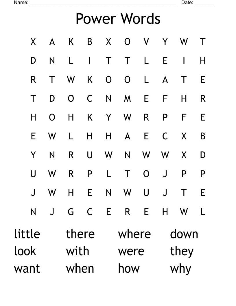 Power Words Word Search