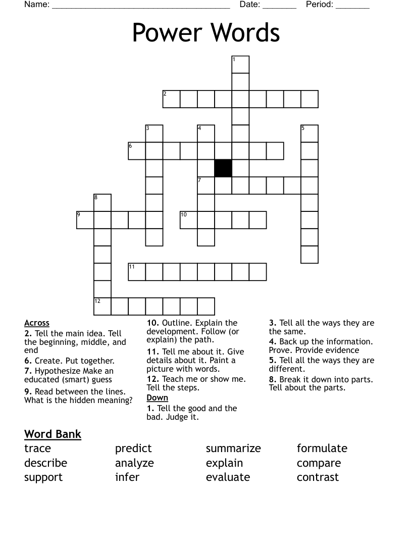 Power Words Crossword