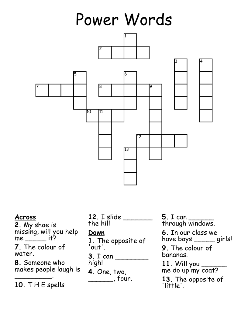 Power Words Crossword