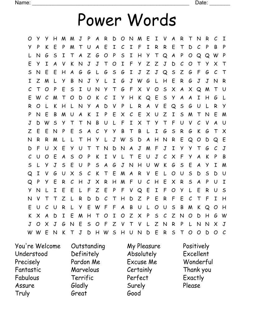 Power Words Word Search
