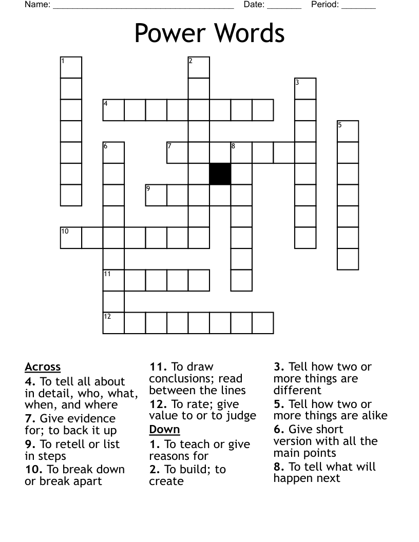 Power Words Crossword