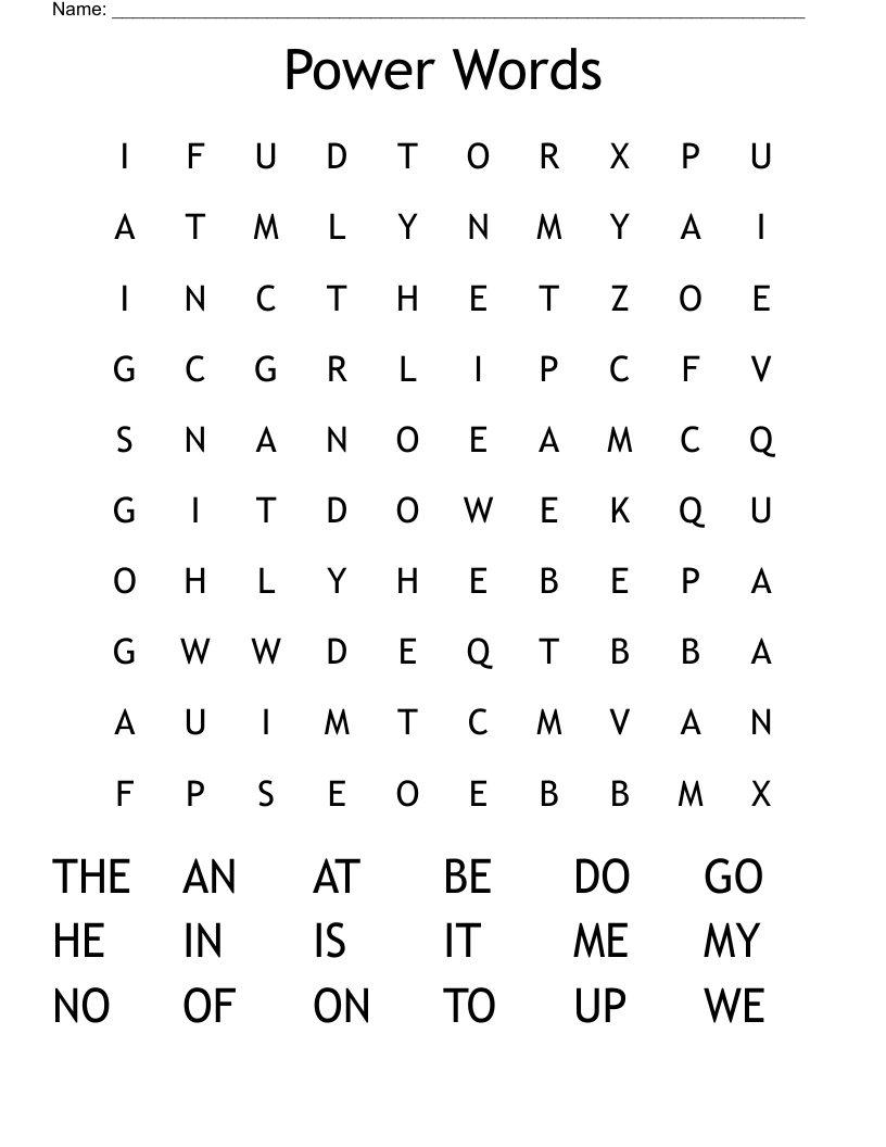 Power Words Word Search