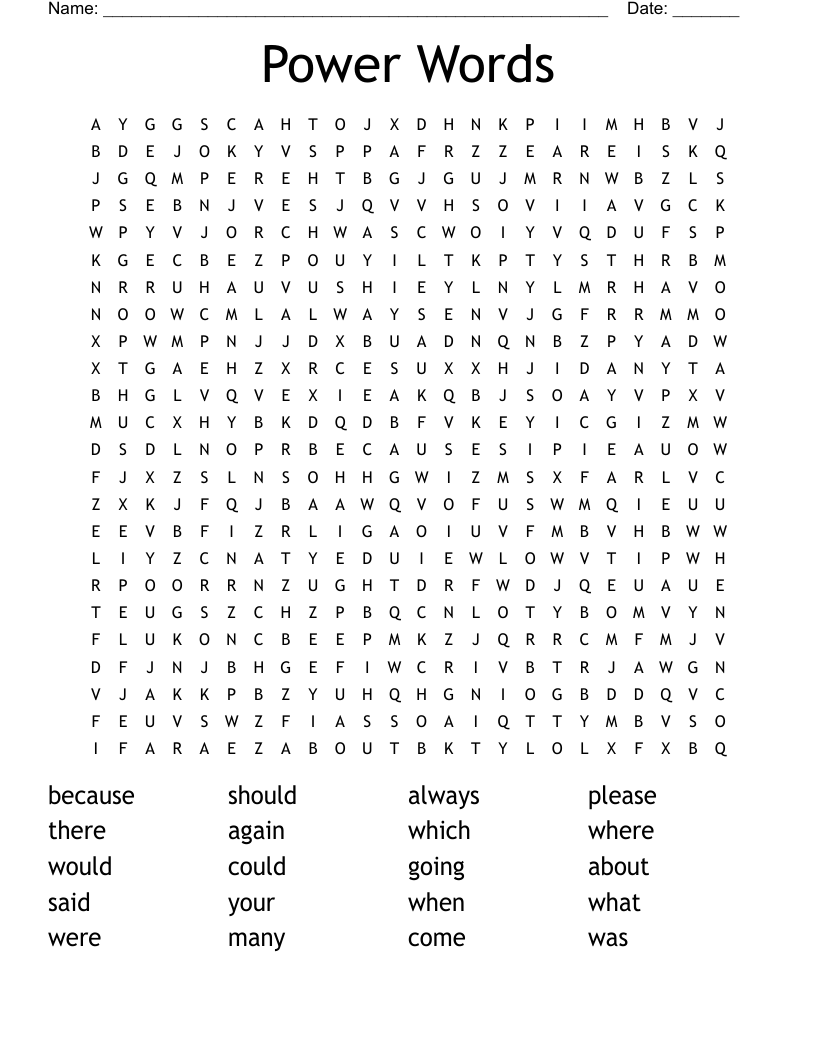 Power Words Word Search