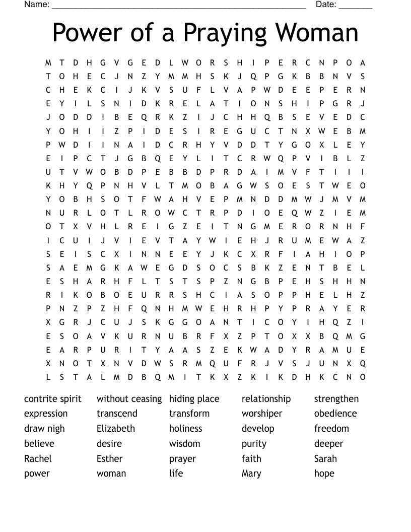 Power of a Praying Woman Word Search