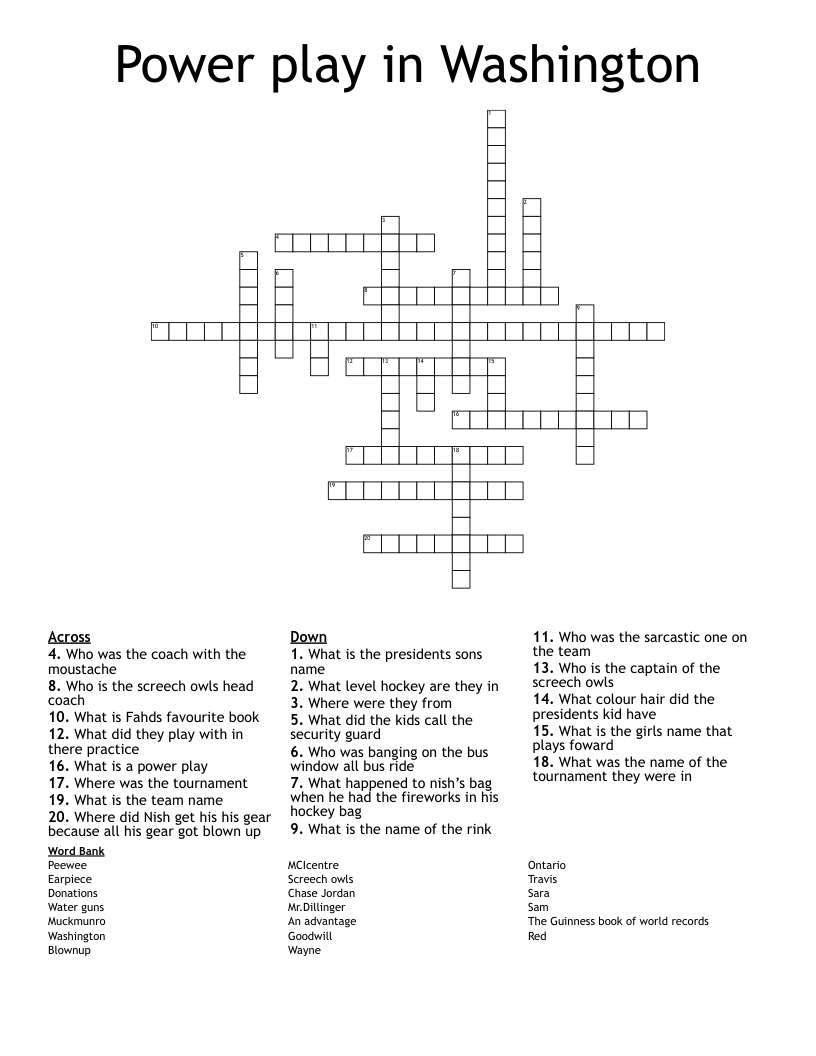 Power play in Washington  Crossword
