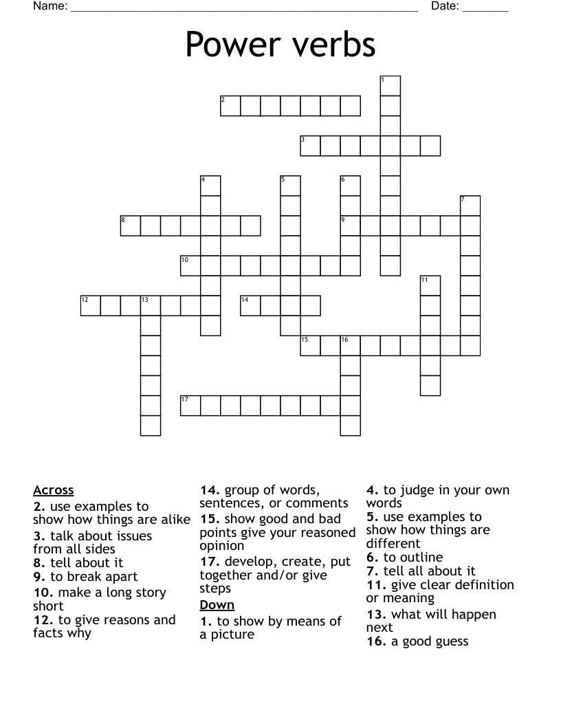 Power verbs  Crossword