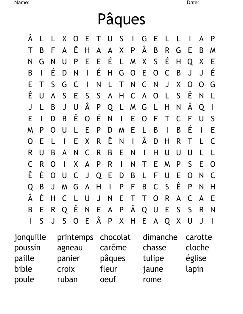 Pâques Word Search