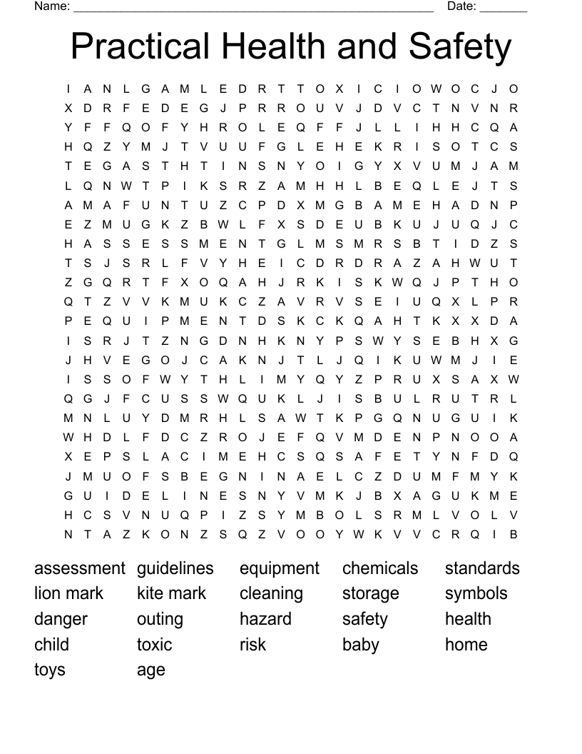 Practical Health and Safety Word Search