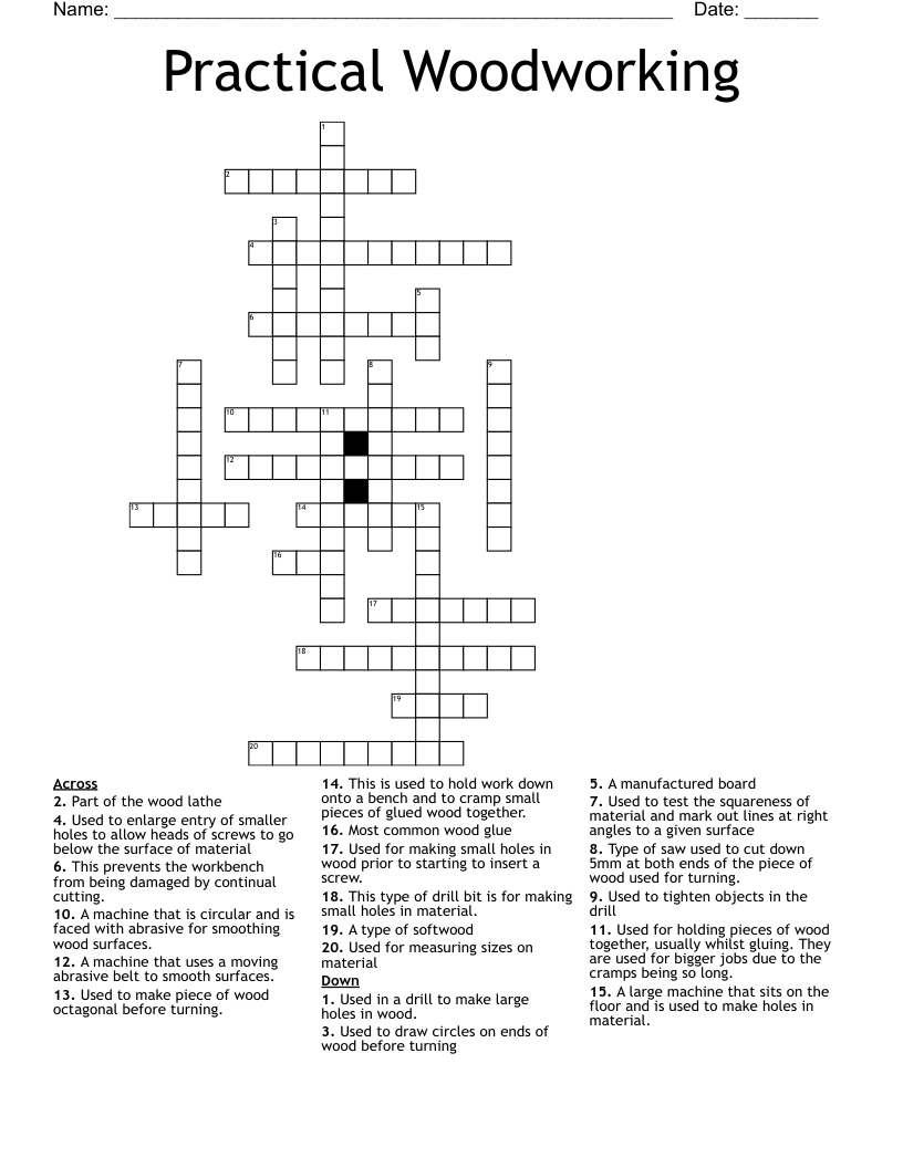 Practical Woodworking Crossword