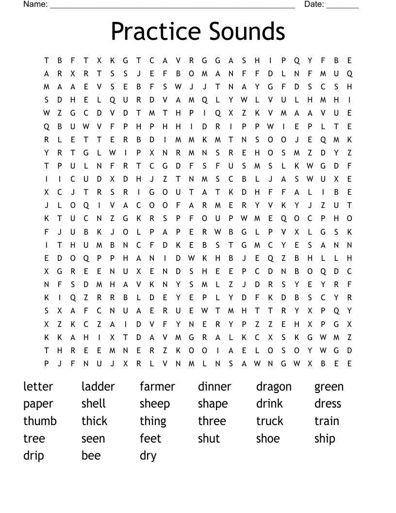 Practice Sounds Word Search