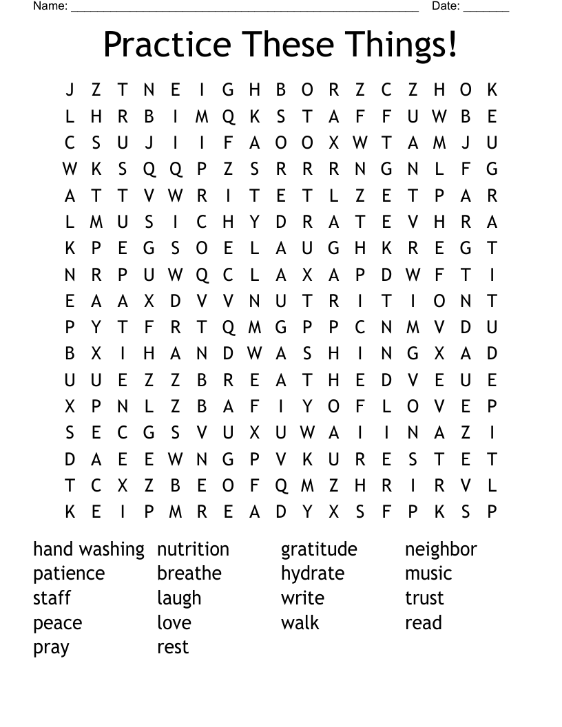 Practice These Things! Word Search