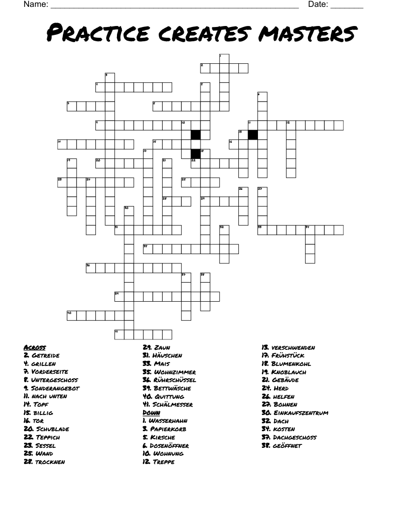 Practice creates masters Crossword