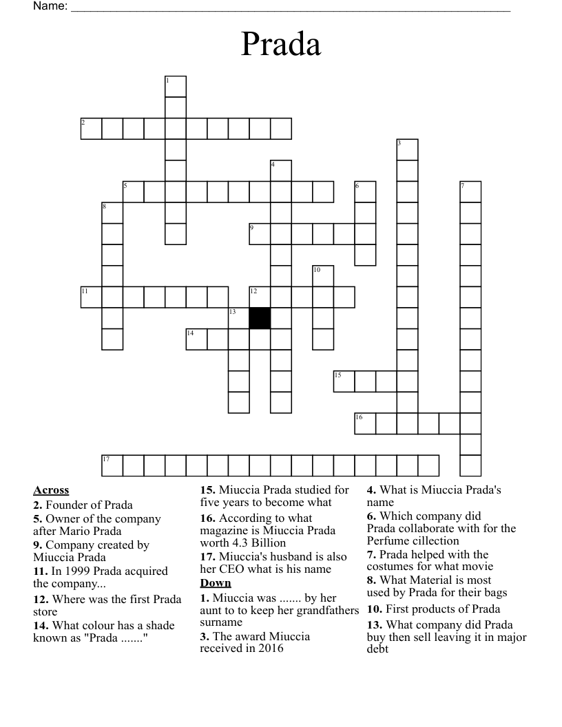 Prada Crossword
