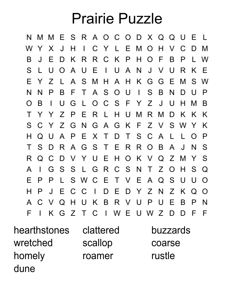 Prairie Puzzle Word Search