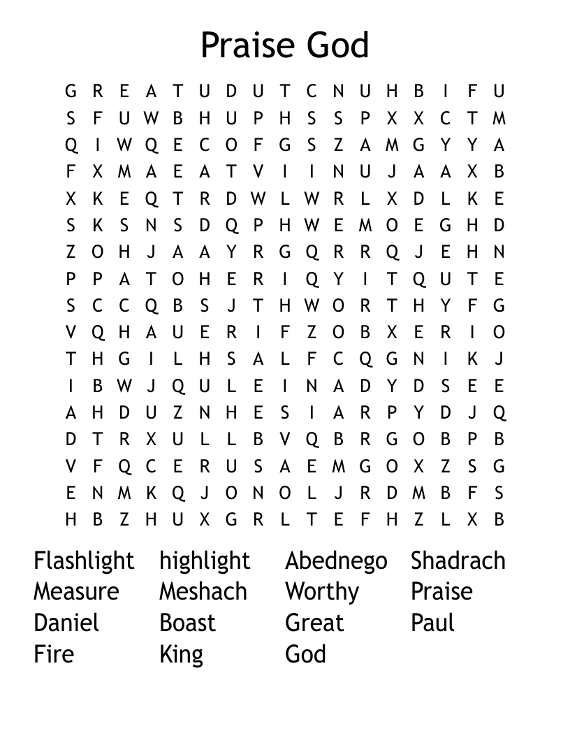 Praise God Word Search