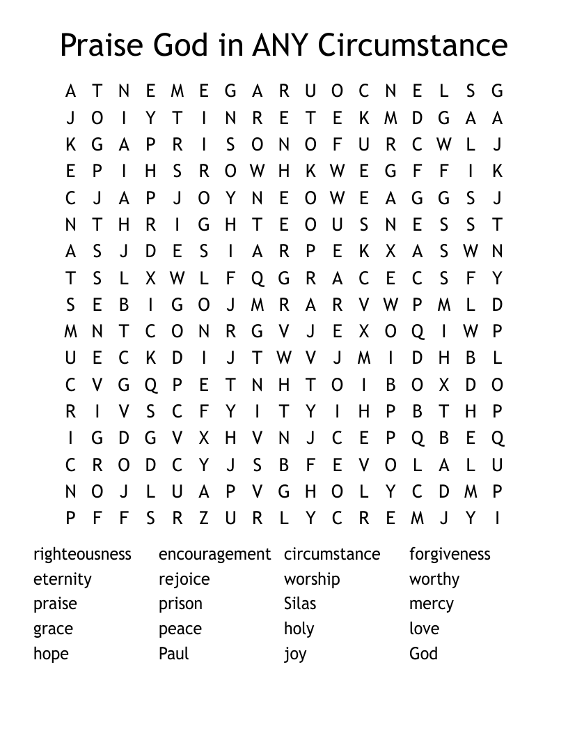 Praise God in ANY Circumstance Word Search
