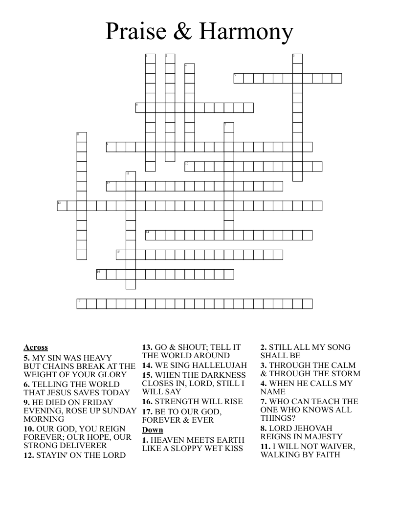 Praise & Harmony Crossword