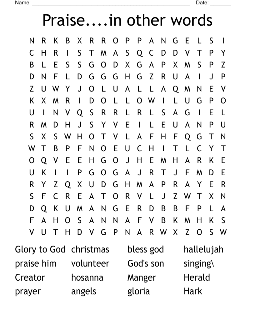 Praise....in other words Word Search