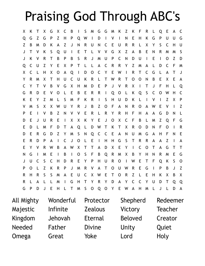 Praising God Through ABC's Word Search