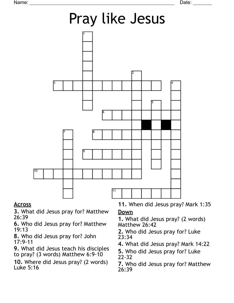 Pray like Jesus Crossword