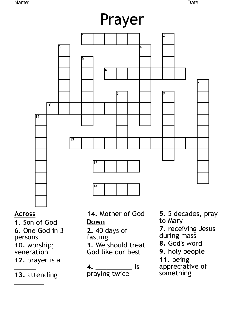 Prayer Crossword