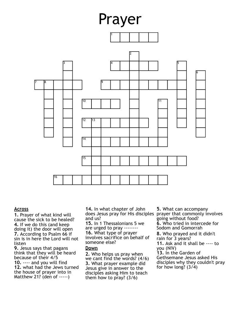 Prayer Crossword