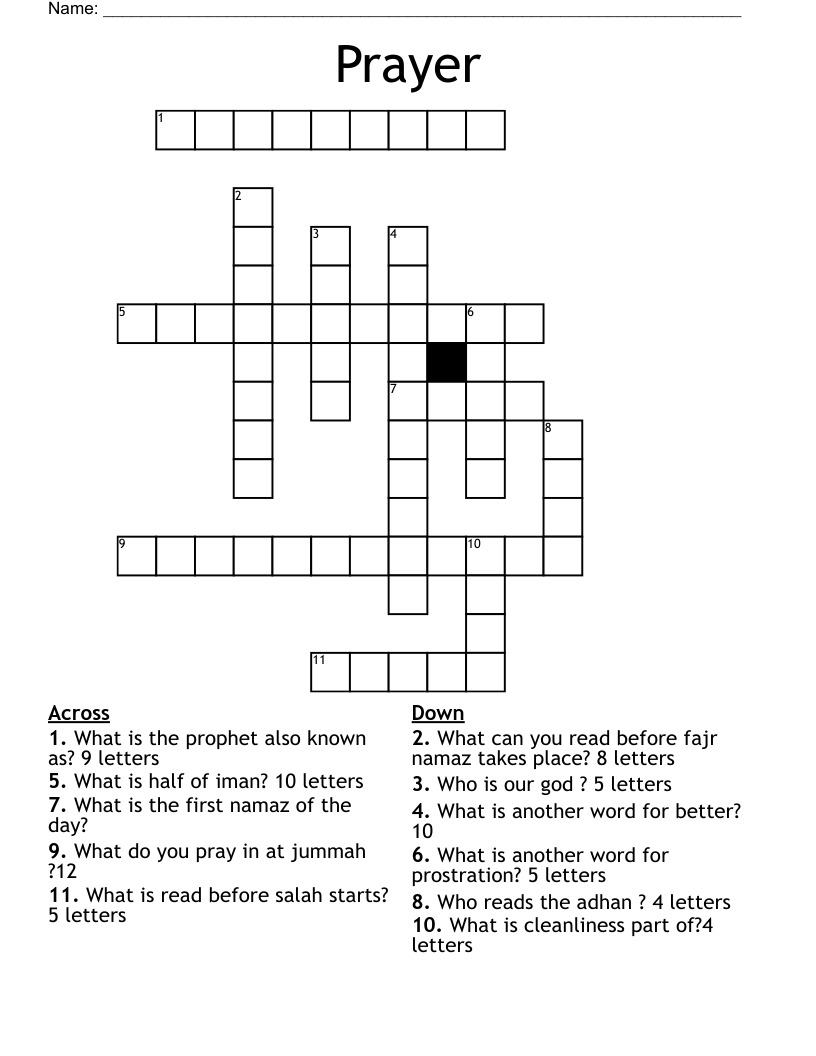 Prayer Crossword