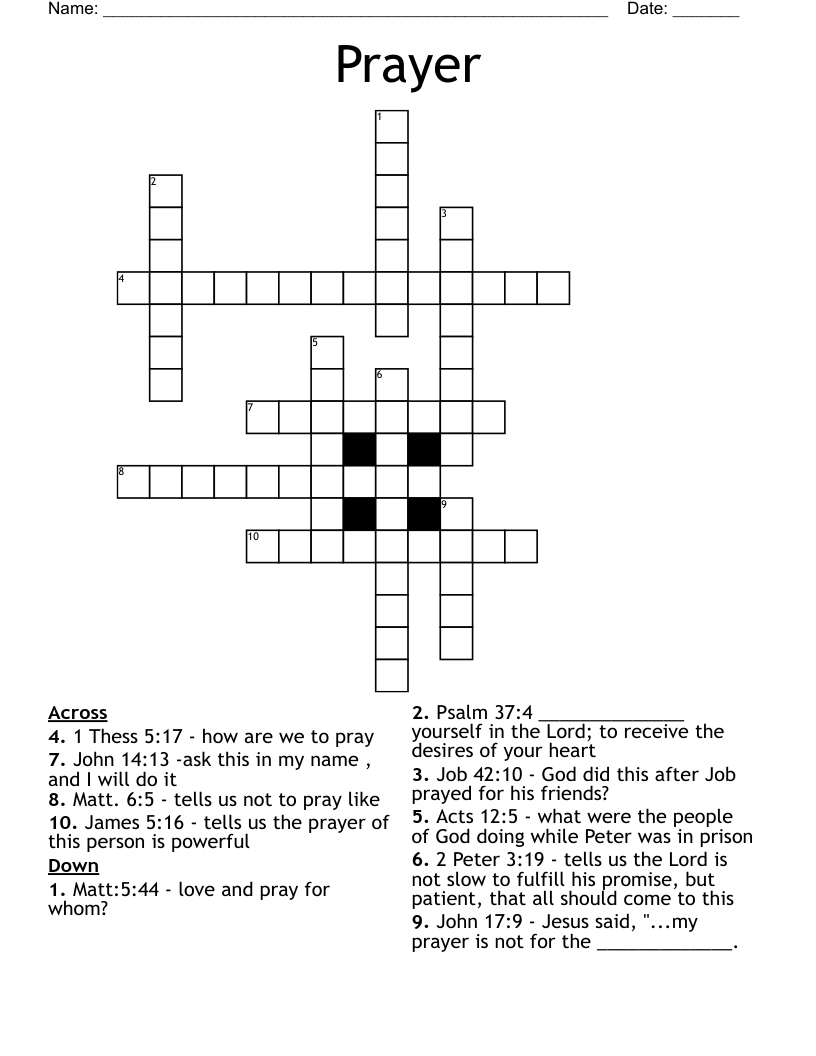 Prayer Crossword