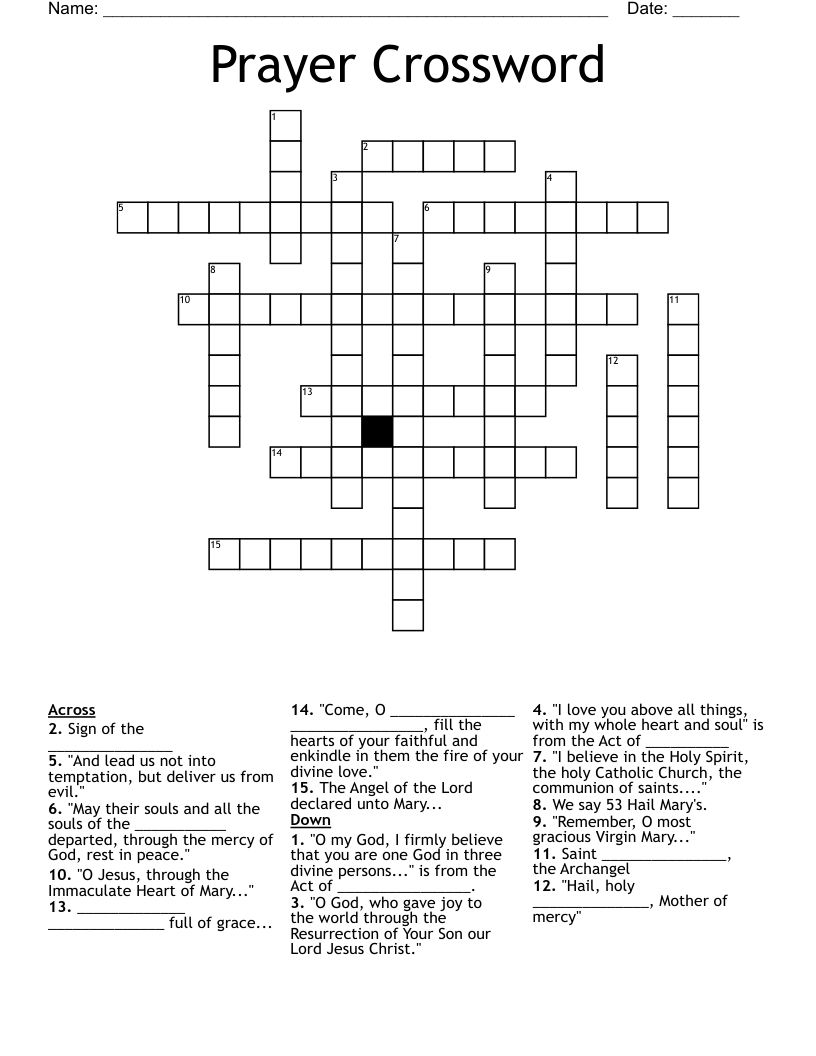 Prayer Crossword