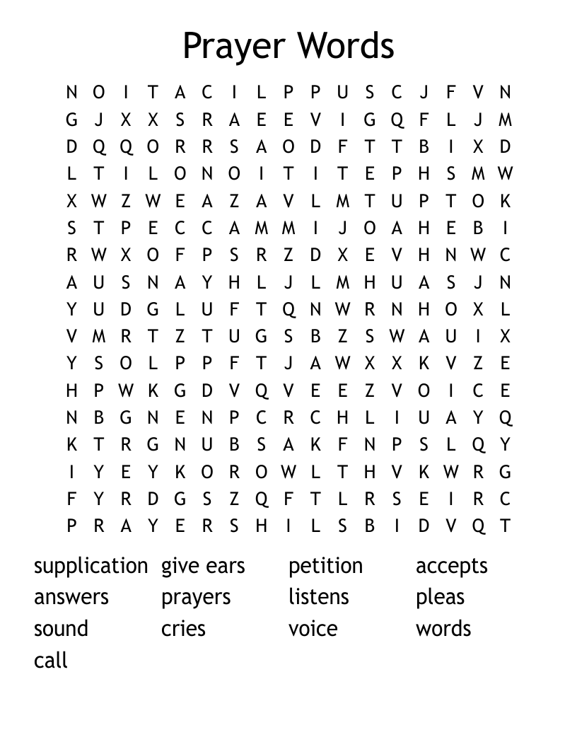 Prayer Words Word Search