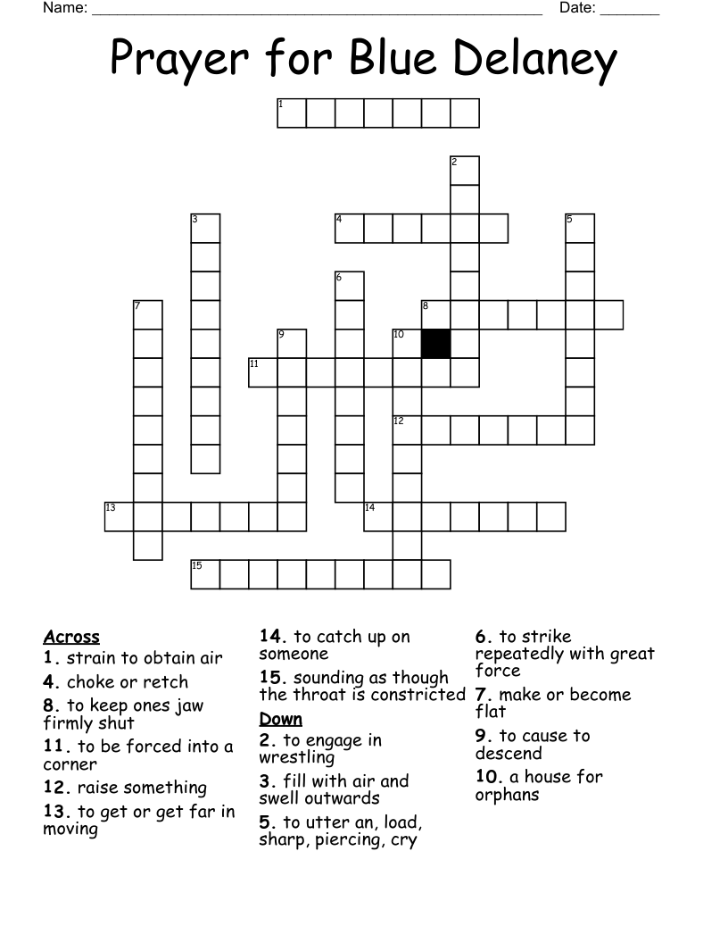 Prayer for Blue Delaney Crossword