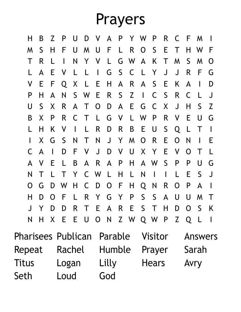 Prayers Word Search