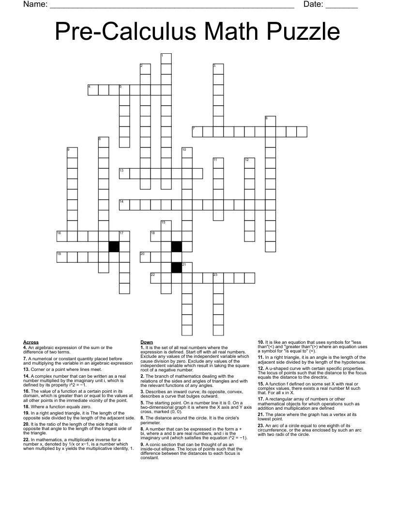 Pre-Calculus Math Puzzle