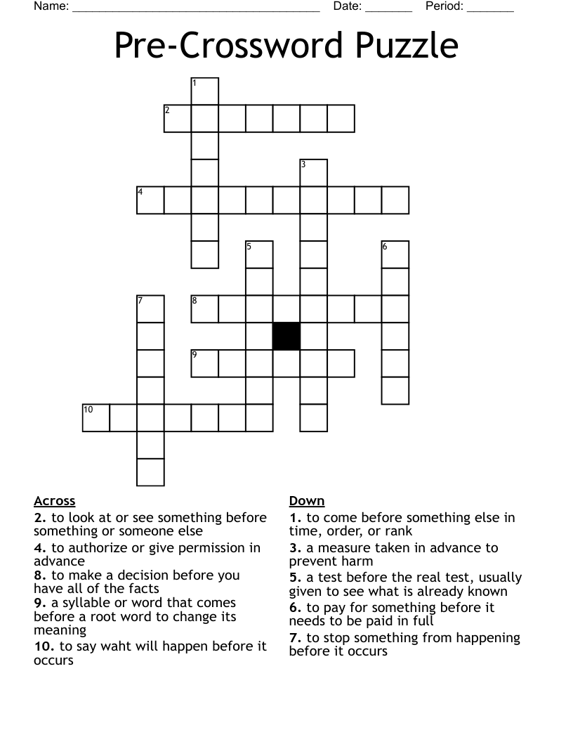 Pre-Crossword Puzzle