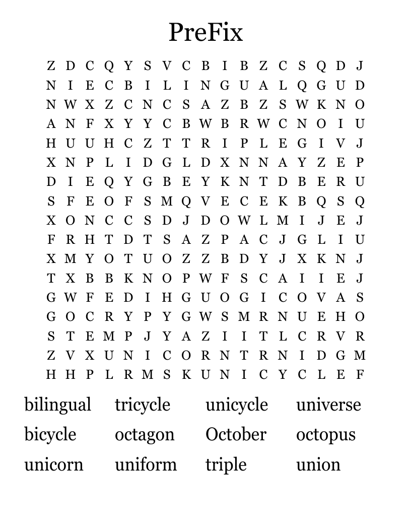 PreFix Word Search