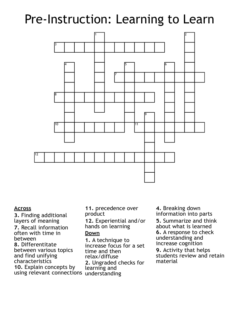 Pre-Instruction: Learning to Learn Crossword